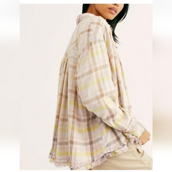 We The Free Seeking Starlight Plaid Gauze Button Down Shirt XS Free People Boho - Picture 6 of 16